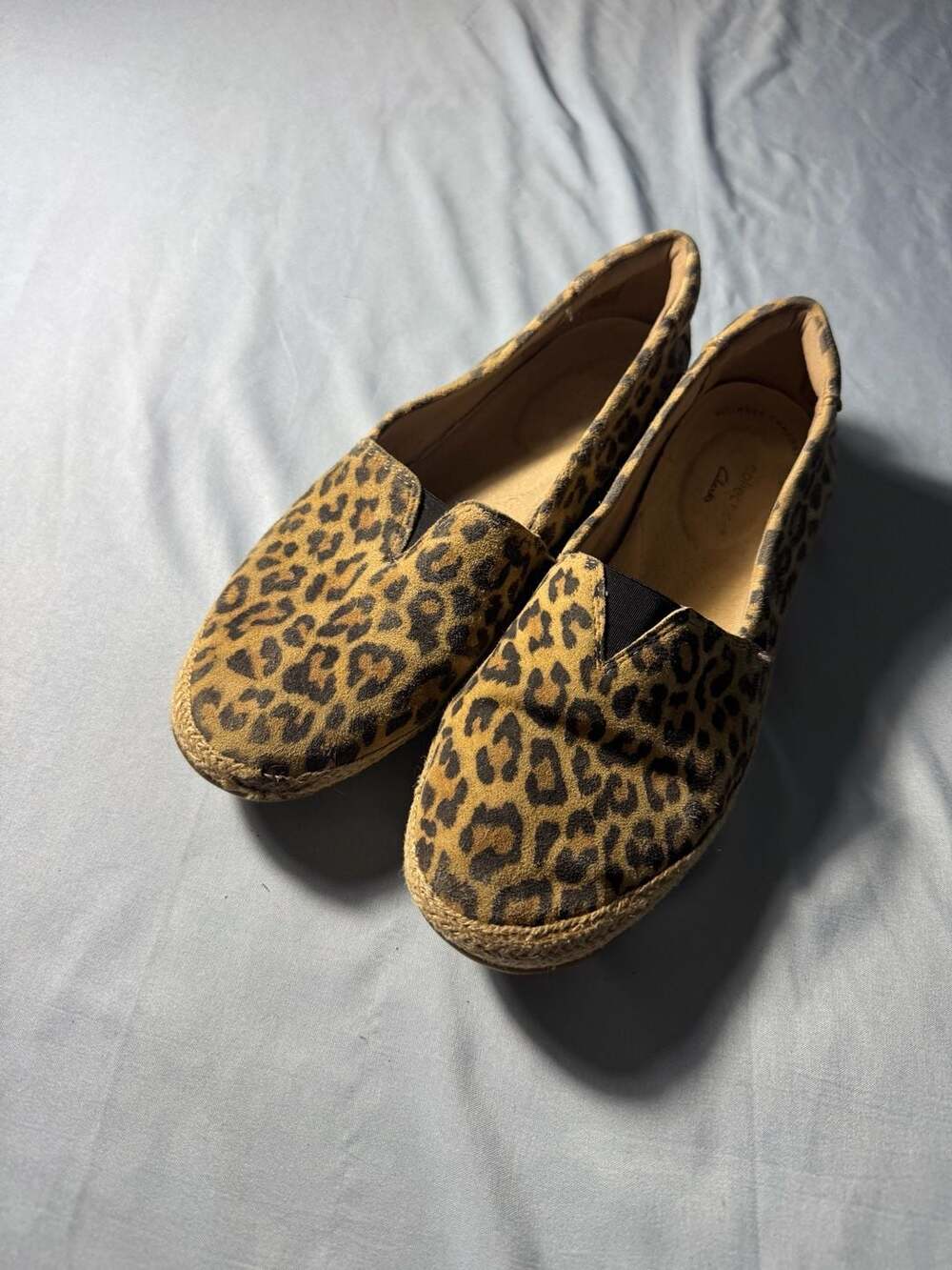 Clarks Danelly Sky Espadrille Womens Leopard Print Suede Slip On Loafers Flats